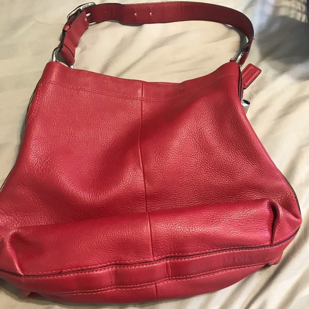 Red leather coach bag GUC
